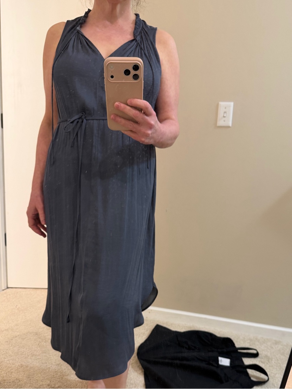 LOFT Sleeveless Pleated Maxi Dress in Navy